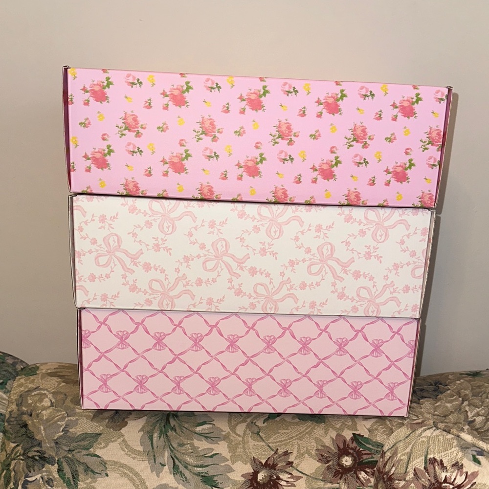 LoveShackFancy Pink and White Storage Boxes